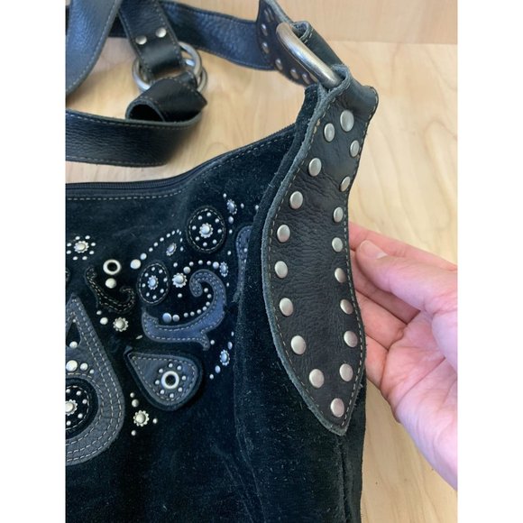 Fossil Suede Bohemian Large Studded Crossbody Bag - Picture 5 of 11